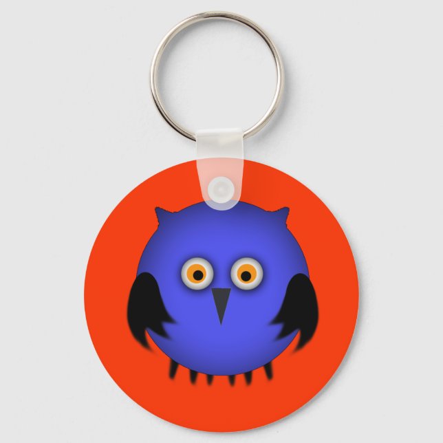 Fat Blue Owl Keychain (Front)