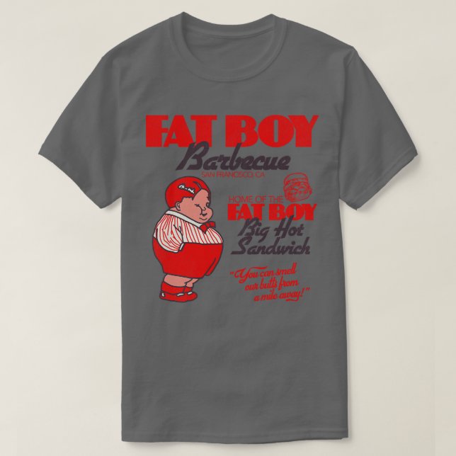 Fat Boy Barbecue Retro BBQ Restaurant San Francisc T-Shirt (Design Front)