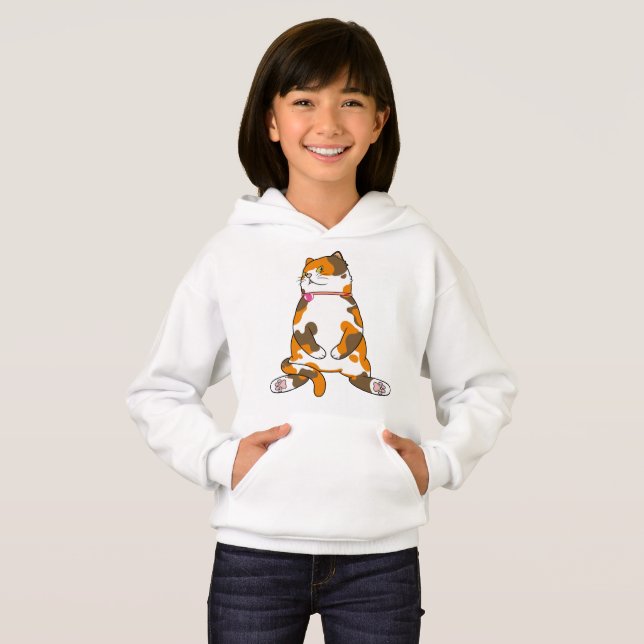 Fat Calico Cat Is Staring Hoodie (Front Full)