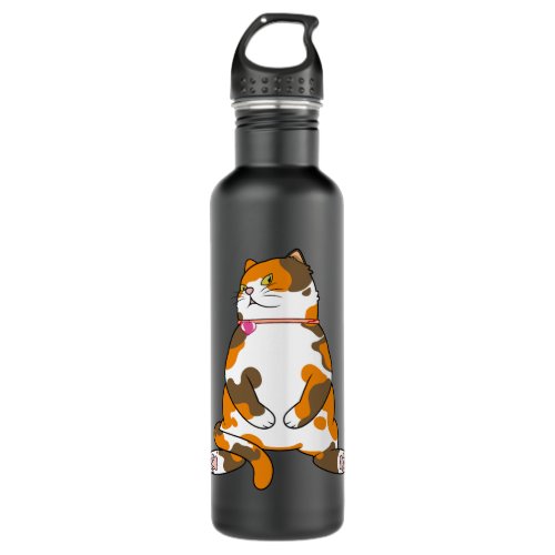 Fat Calico Cat Is Staring Stainless Steel Water Bottle