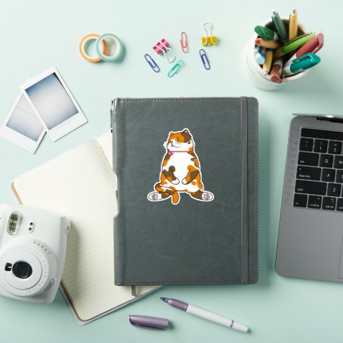 Fat Calico Cat Is Staring Sticker