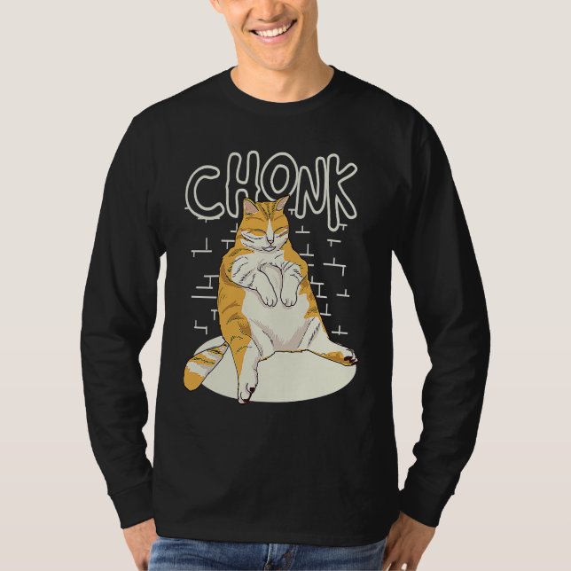 Fat Cat Chonk Scale Chonky Chubby Kitten Sarcasm M T-Shirt (Front)