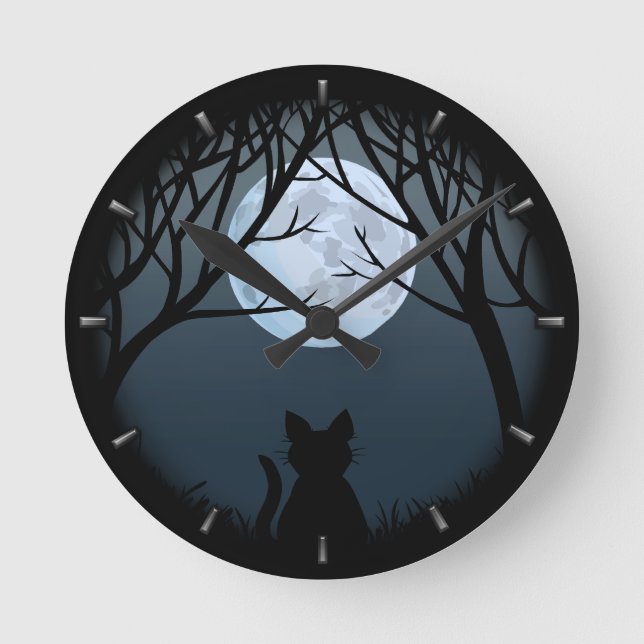 Fat Cat Clock Cute Cat Lover Wall Clocks & Decor (Front)