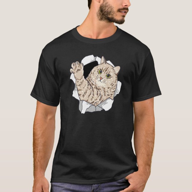 Fat Cat coming out ripping ripped T-Shirt (Front)