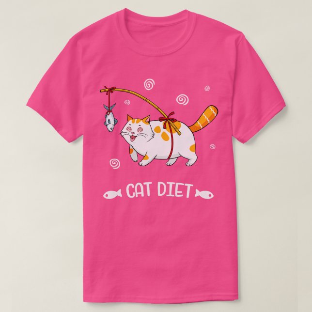 Fat Cat Diet Funny Feline Lover  T-Shirt (Design Front)
