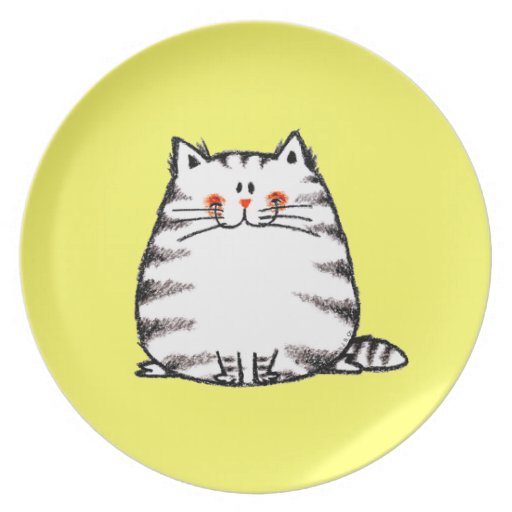 fat cat dinner plate | Zazzle