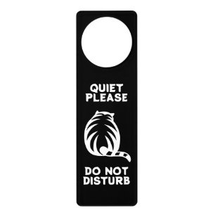 Fat cat drawing Do not disturb door hanger sign