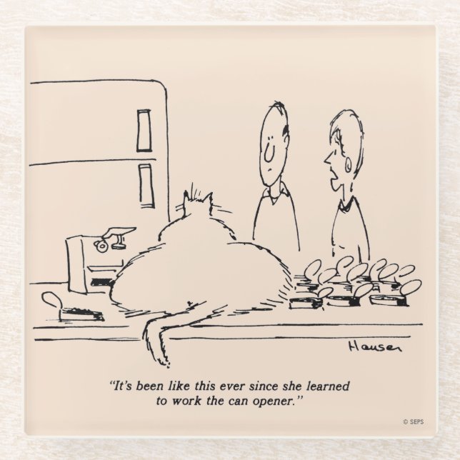 Fat Cat Glass Coaster (Front)