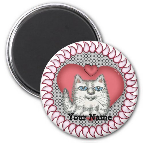 Fat Cat Heart custom name magnet
