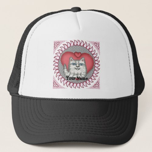 Fat Cat Heart custom name Trucker Hat