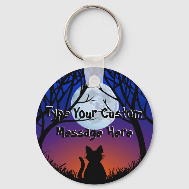 Fat Cat Keychain Personalized Cat Art Keychains (Front)