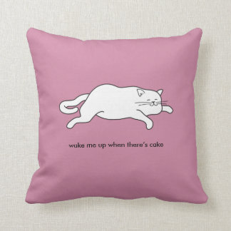 fat cat on cake throw pillow