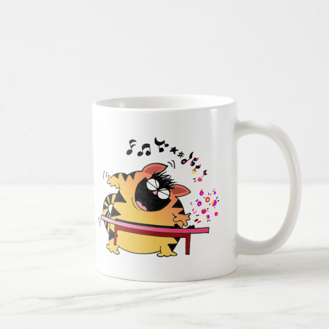 Fat Cat Play Keyboard Coffee Mug (Right)