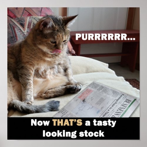 Fat Cat Tasty Stock Meme Poster