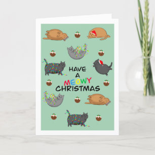 Fat Cats and Christmas Puddings Holiday Card