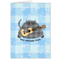 Fat Checkered Country Kitty Cat Acoustic Guitar