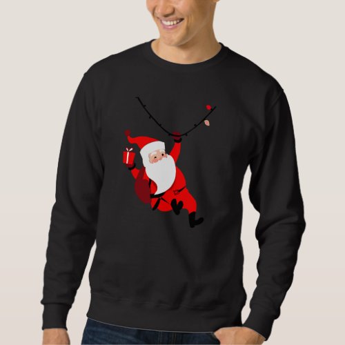 Fat Christmas Man Delivering Presents Down The Chi Sweatshirt