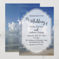 Fat Clouds Over Beach Photo w/ Badge Wedding 2