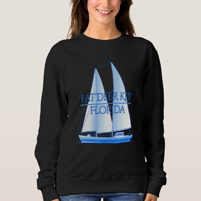 Fat Deer Key Florida Coastal Nautical Sailing Sail Sweatshirt (Front)