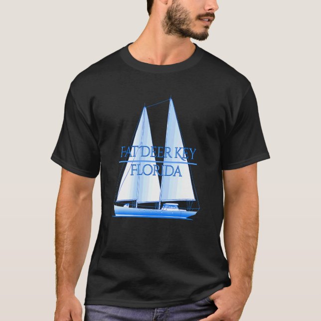 Fat Deer Key Florida Coastal Nautical Sailing Sail T-Shirt (Front)