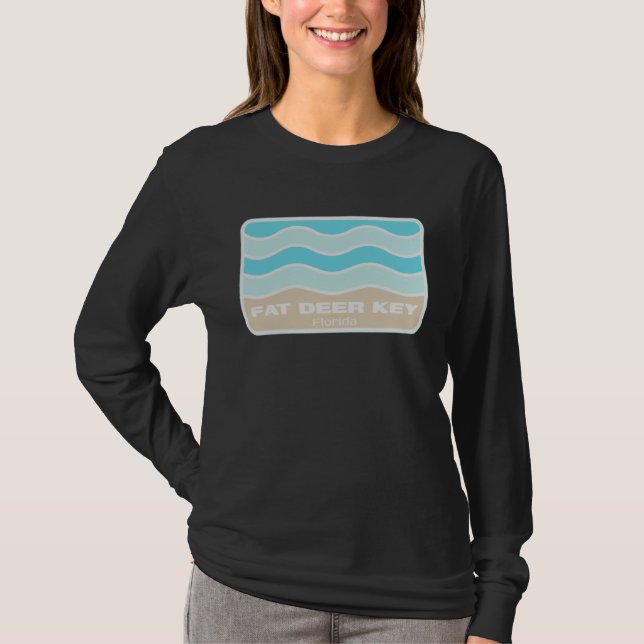 Fat Deer Key Florida Retro FL Waves Beach Souvenir T-Shirt (Front)