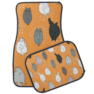 Fat, fluffy cats are lying on their backs. Cute co Car Floor Mat