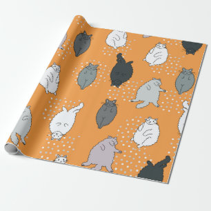 Fat, fluffy cats are lying on their backs. Cute co Wrapping Paper