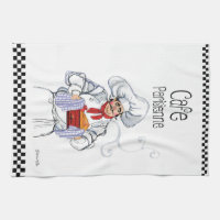 Fat Chef Black Striped Kitchen Towel Cooking With Wine 