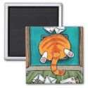 Fat Ginger Tabby Cat in Cat Flap Magnet