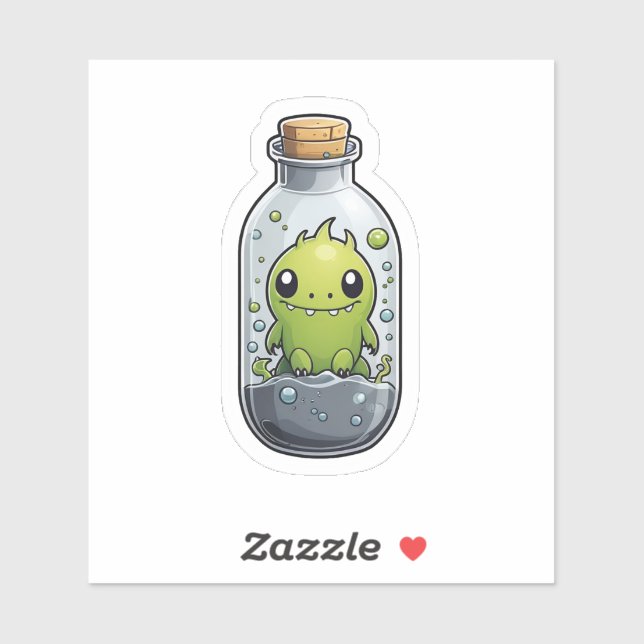Fat Green Monster in a Jar Sticker (Sheet)