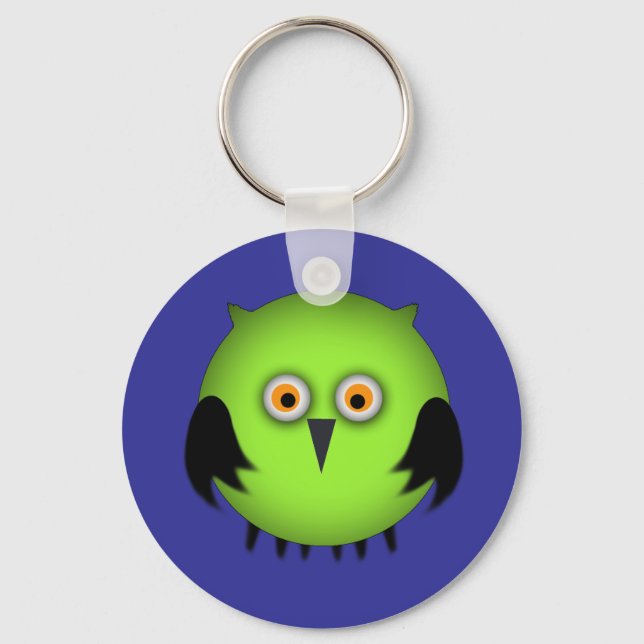 Fat Green Owl Keychain (Front)