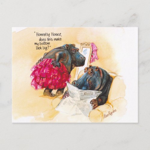 Fat hippo postcard