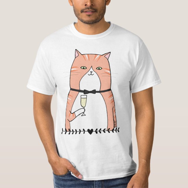 Fat Orange tabby Cat Big Ginger Tom Cat Cheers T-Shirt (Front)