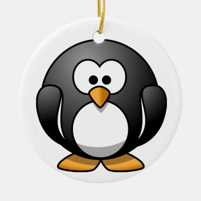 Fat Penguin Cartoon Ornament (Front)