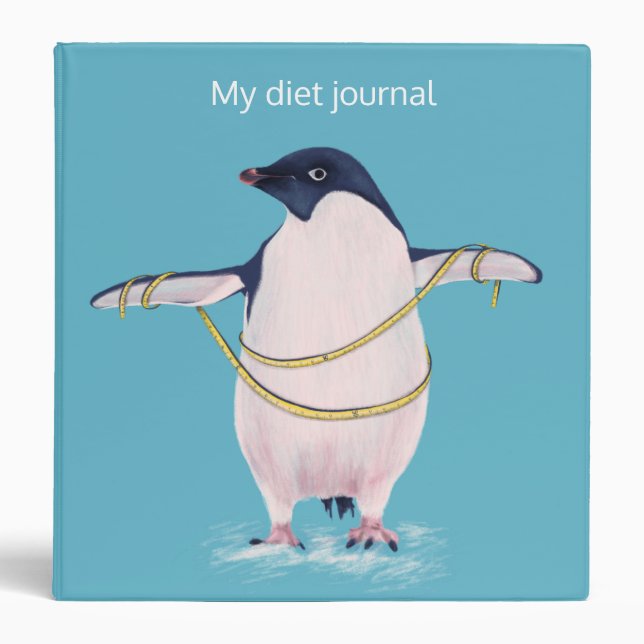 Fat Penguin On Diet Cute Funny Bird 3 Ring Binder (Front)