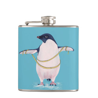 Fat Penguin On Diet Cute Funny Bird Flask