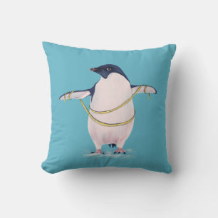 Fat Penguin On Diet Cute Funny Bird Throw Pillow