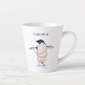 Fat Penguin On Diet Cute Funny Motivational Latte Mug by borianag at Zazzle