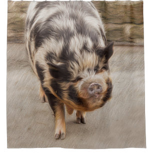 Fat pig shower curtain