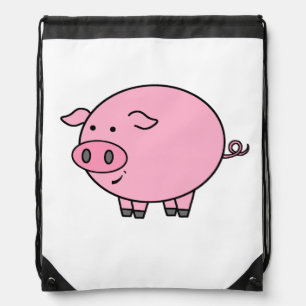 Fat Pink Pig Drawstring Bag