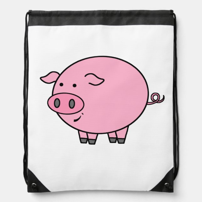 Fat Pink Pig Drawstring Bag (Front)