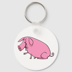 Fat Pink Pig Keychain