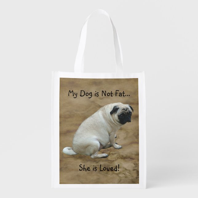 Fat Pug Reusable Grocery Bag (Front)
