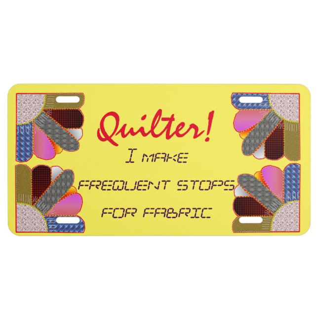 fat quarter fan license plate (Front)
