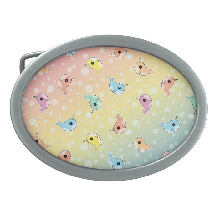 Fat Rainbow Narwhal Pattern Belt Buckle