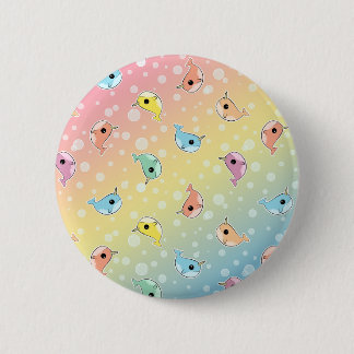 Fat Rainbow Narwhal Pattern Pinback Button