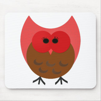 Fat Red and Brown Owl Vector Art Mouse Pad