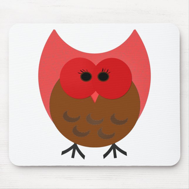 Fat Red and Brown Owl Vector Art Mouse Pad (Front)