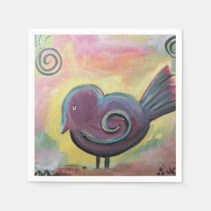 Fat Red Bird Fine Art Poster Napkins