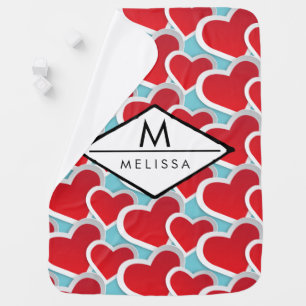 Fat Red Hearts Repeating Pattern Cute Baby Blanket